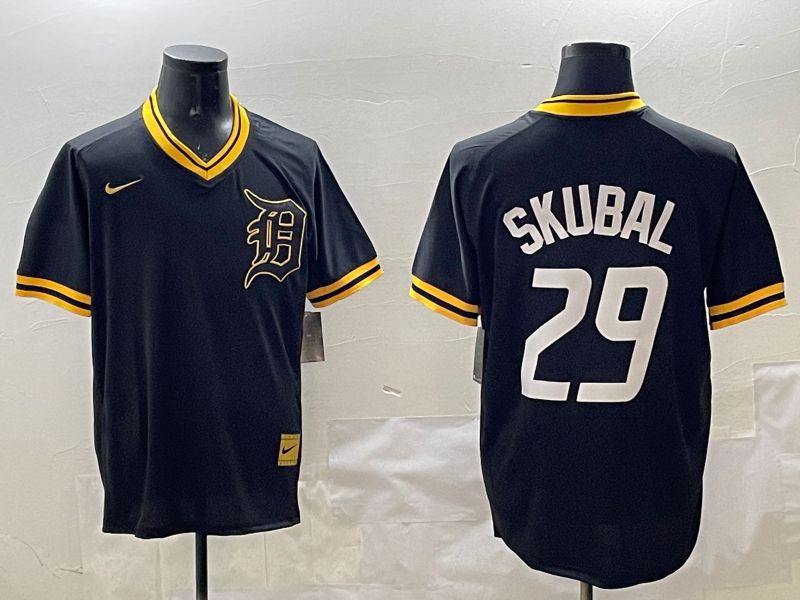Men Detroit Tigers #29 Skubal Black Gold Game 2025 Nike MLB Jersey style 1